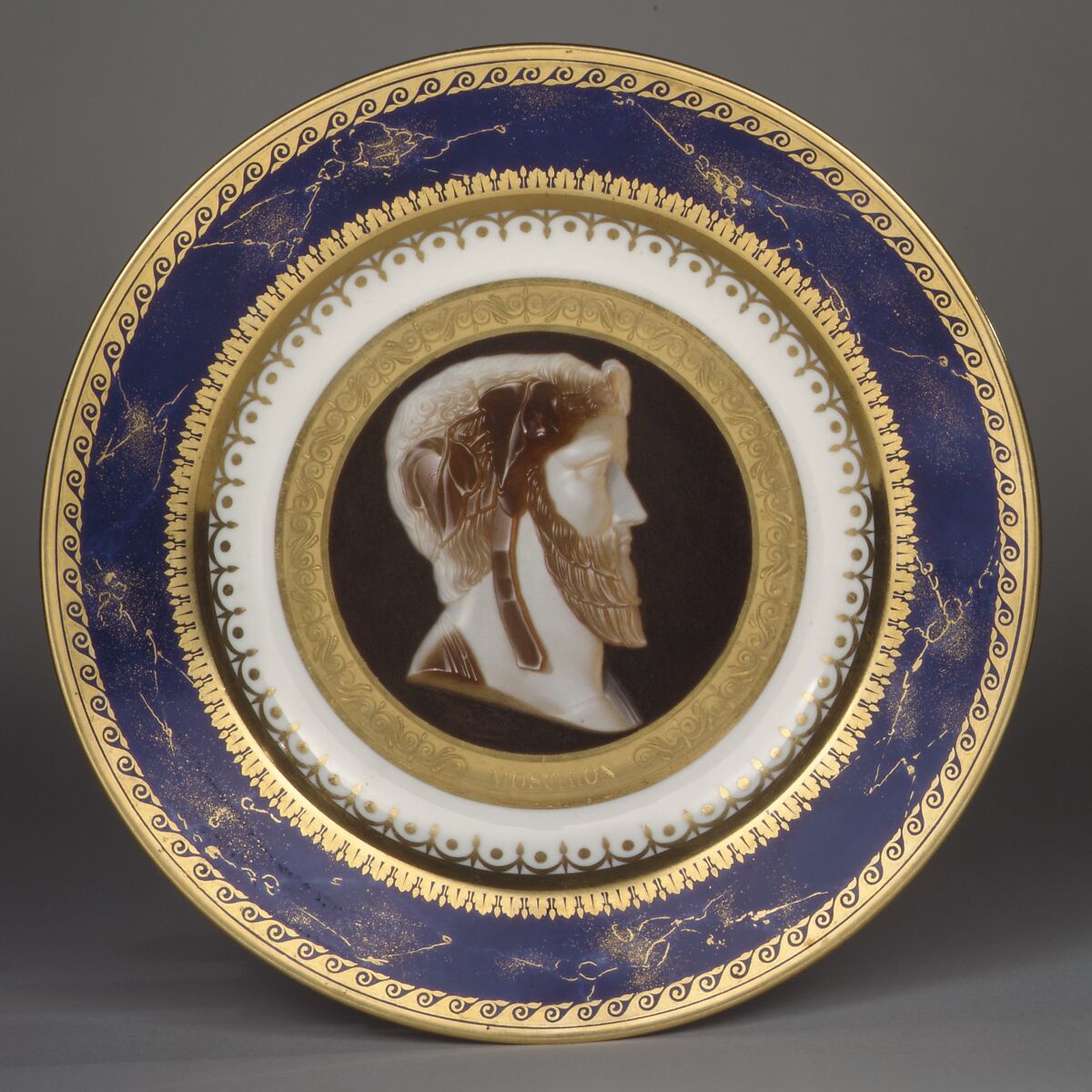 Plate with imaginary portrait of the tragic poet Moschion, Sèvres Manufactory (French, 1740–present), Hard-paste porcelain, French, Sèvres 