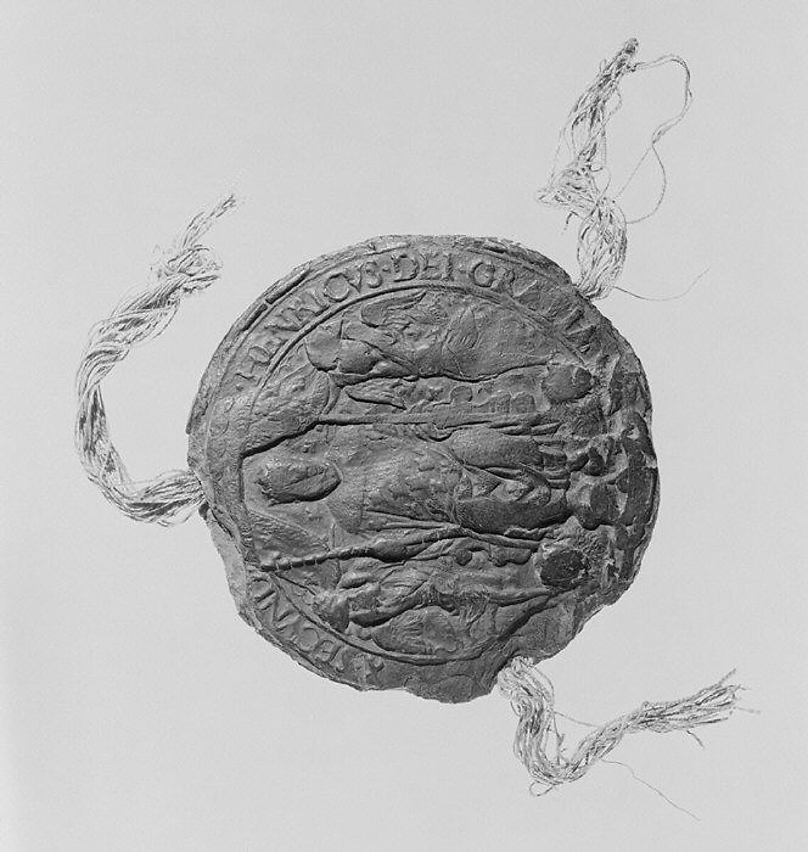 Royal Seal of Henri II, Wax impression on silk tassels, French 