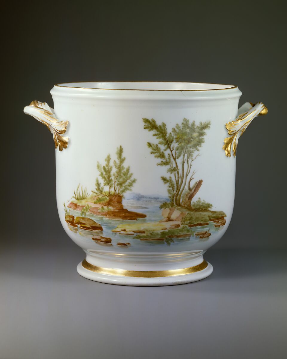 Wine cooler (seau à demi-bouteille) (one of a pair), Vincennes Manufactory (French, ca. 1740–1756), Soft-paste porcelain, French, Vincennes