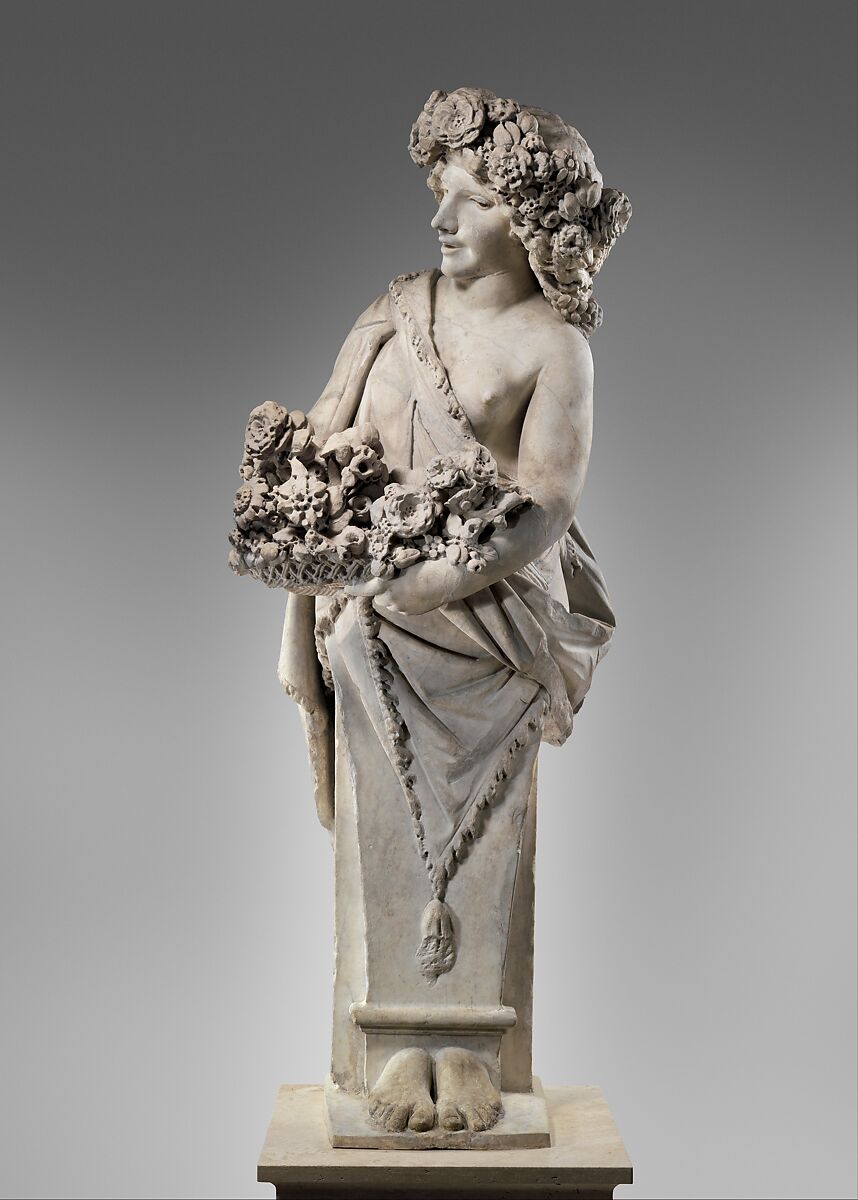 Spring in the guise of Flora (one of a pair), Pietro Bernini (Italian, 1562–1629), Marble, Italian, Rome