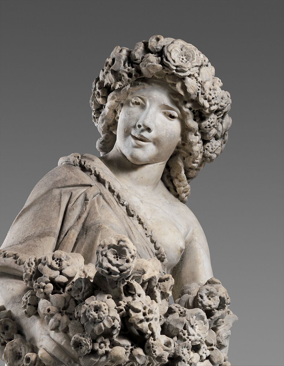 Spring in the guise of Flora (one of a pair), Pietro Bernini (Italian, 1562–1629), Marble, Italian, Rome