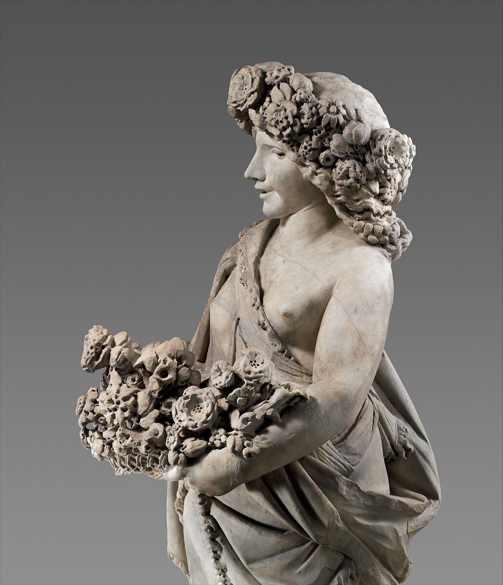Spring in the guise of Flora (one of a pair), Pietro Bernini (Italian, 1562–1629), Marble, Italian, Rome