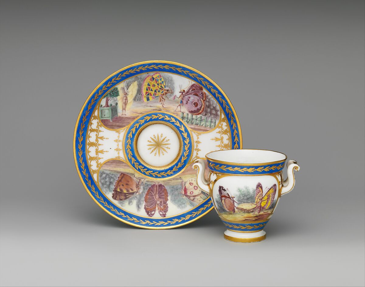 Cup (tasse à l'étrusque) and saucer, Sèvres Manufactory (French, 1740–present), Soft-paste porcelain, French, Sèvres 