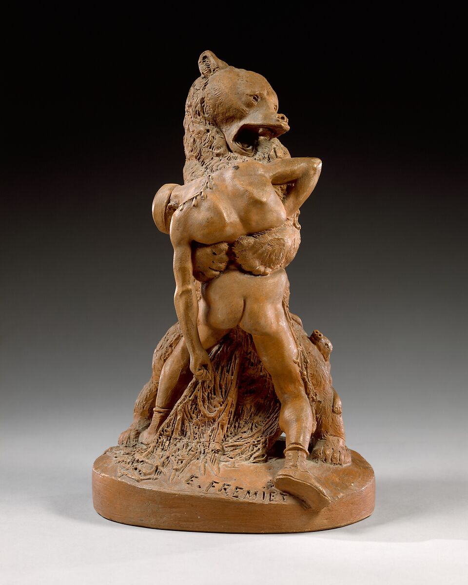 The Wounded Bear, After a model by Emmanuel Frémiet (French, Paris 1824–1910 Paris), Cast terracotta, French 