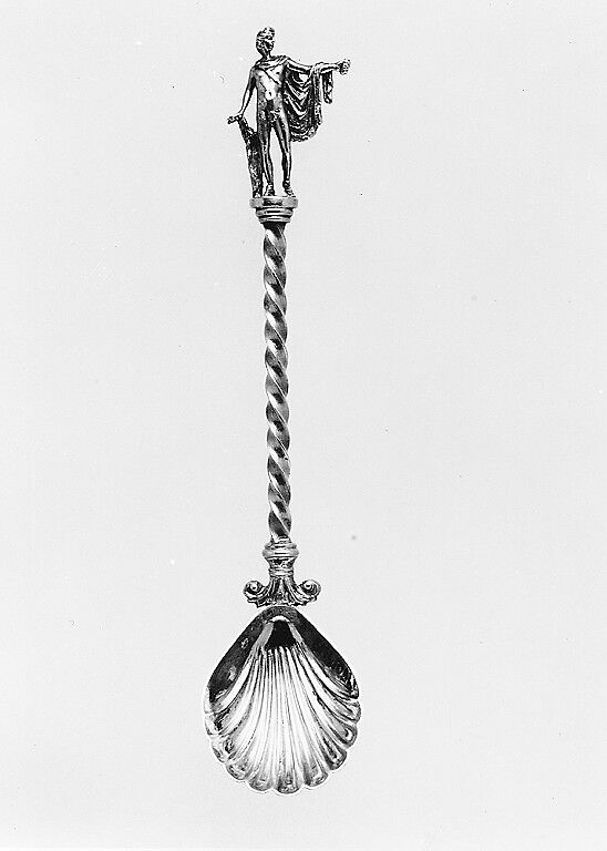 Souvenir spoon with finial in the form of Apollo Belvedere, Silver, British 