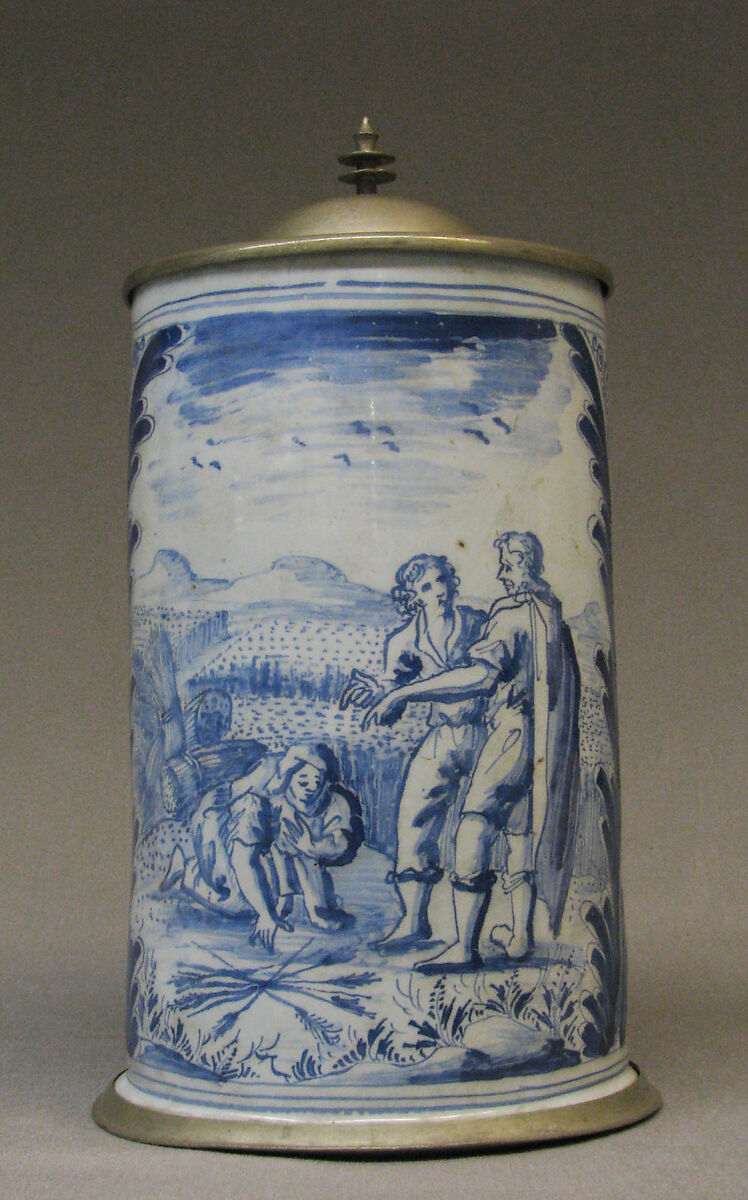 Cylindrical tankard, Porcelain; pewter, German, Nuremberg