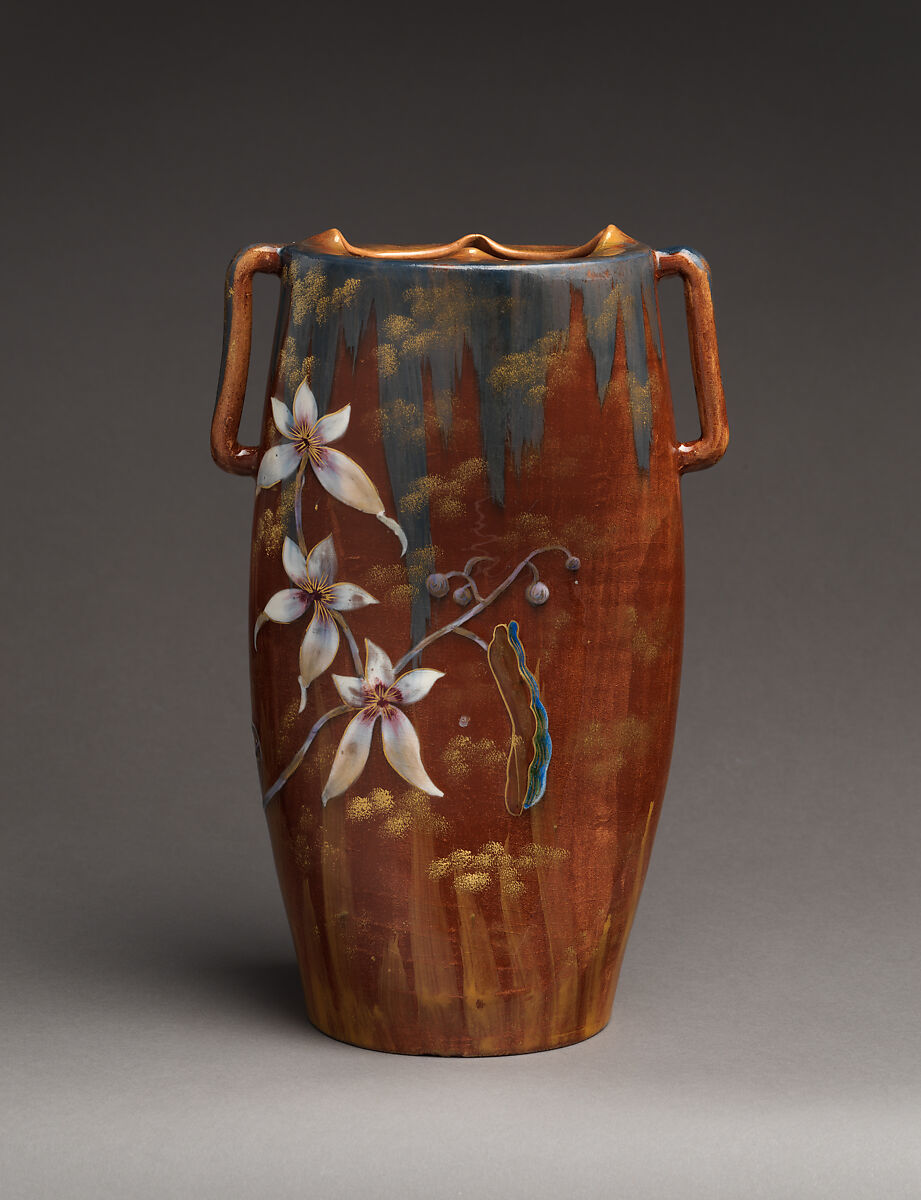 Vase, Emile Gallé (French, Nancy 1846–1904 Nancy), Glazed earthenware, French, Lorraine (Nancy) 