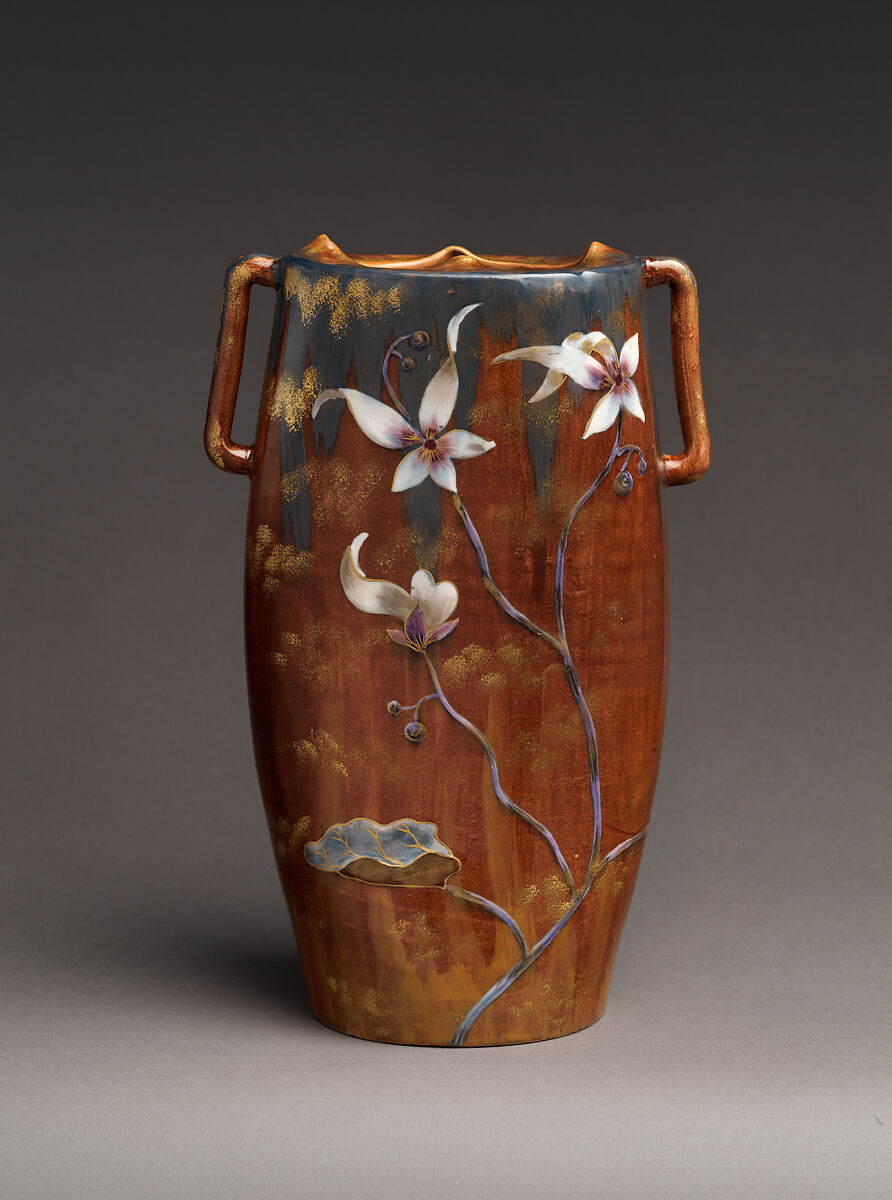 Vase, Emile Gallé (French, Nancy 1846–1904 Nancy), Glazed earthenware, French, Lorraine (Nancy)