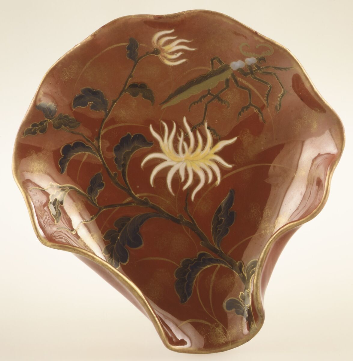 Dish, Emile Gallé (French, Nancy 1846–1904 Nancy), Glazed earthenware, French, Lorraine (Nancy) 