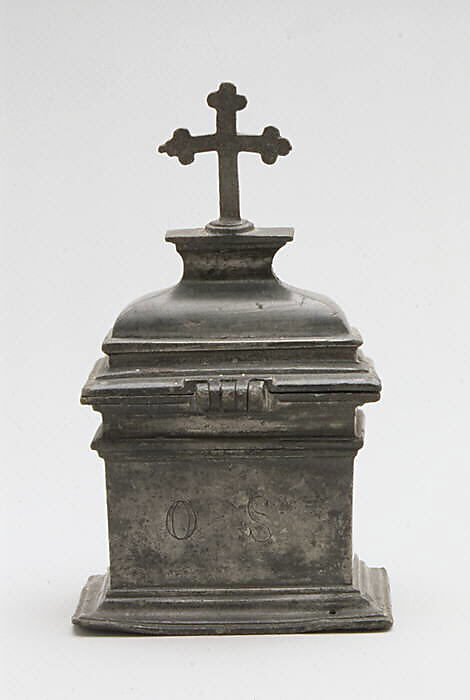 Holy-oil casket (Chrismatory), François DuFour (recorded 1648), Pewter, French, Paris