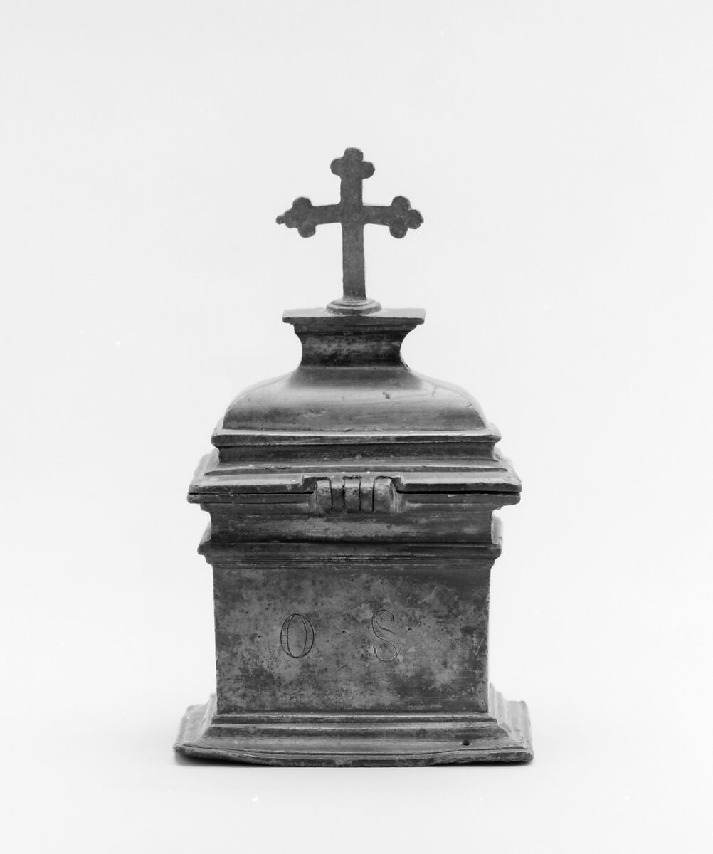 Holy-oil casket (Chrismatory), François DuFour (recorded 1648), Pewter, French, Paris