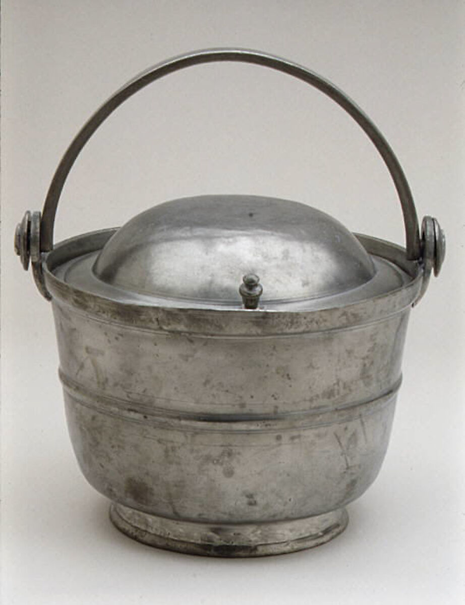 Dinner pail with cover (porte-dîner), P. A. Salmon (working ca. 1750), Pewter, French, Chartres 
