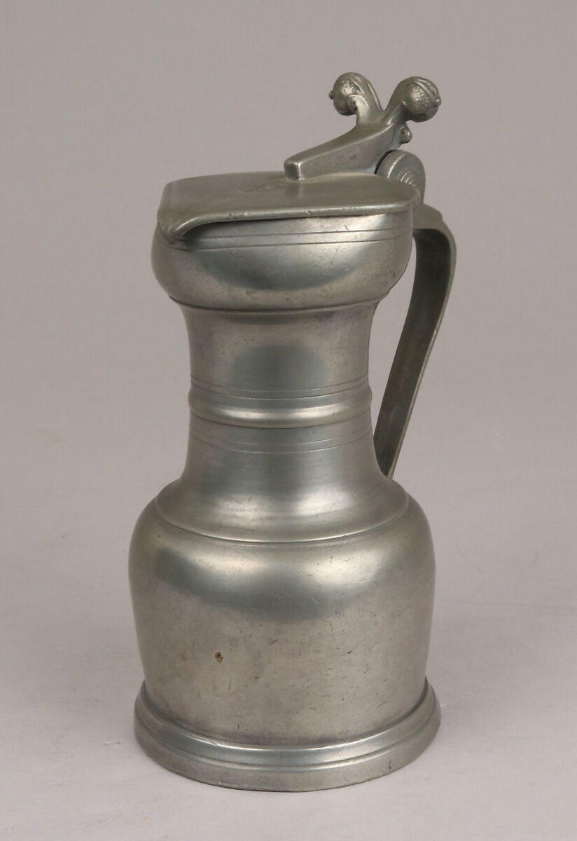 Pitcher, Pierre-André Utin (1688–1771), Pewter, Swiss, Vevey