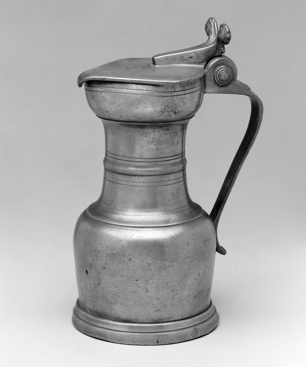 Pitcher, Pierre-André Utin (1688–1771), Pewter, Swiss, Vevey