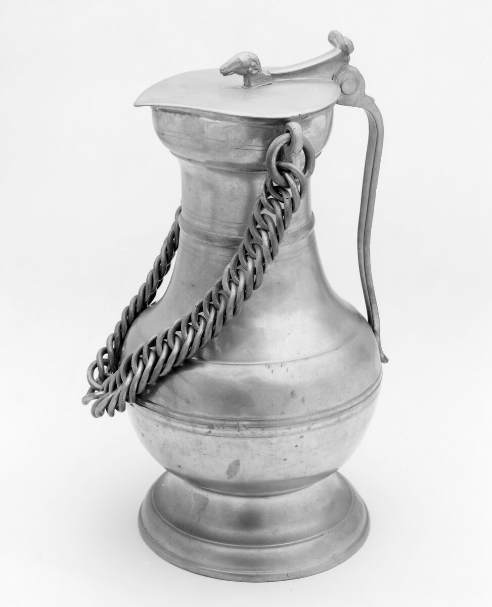 Flagon, Probably by Pier Antoin Simaval (recorded working ca. 1750), Pewter, Swiss, Wallis