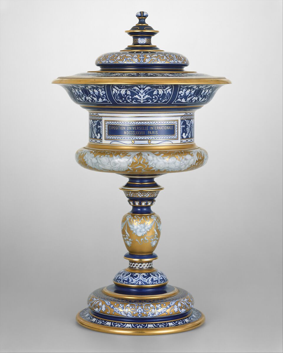 Standing cup with cover (vase couty or coupe couty), Sèvres Manufactory (French, 1740–present), Hard-paste porcelain, French, Sèvres 