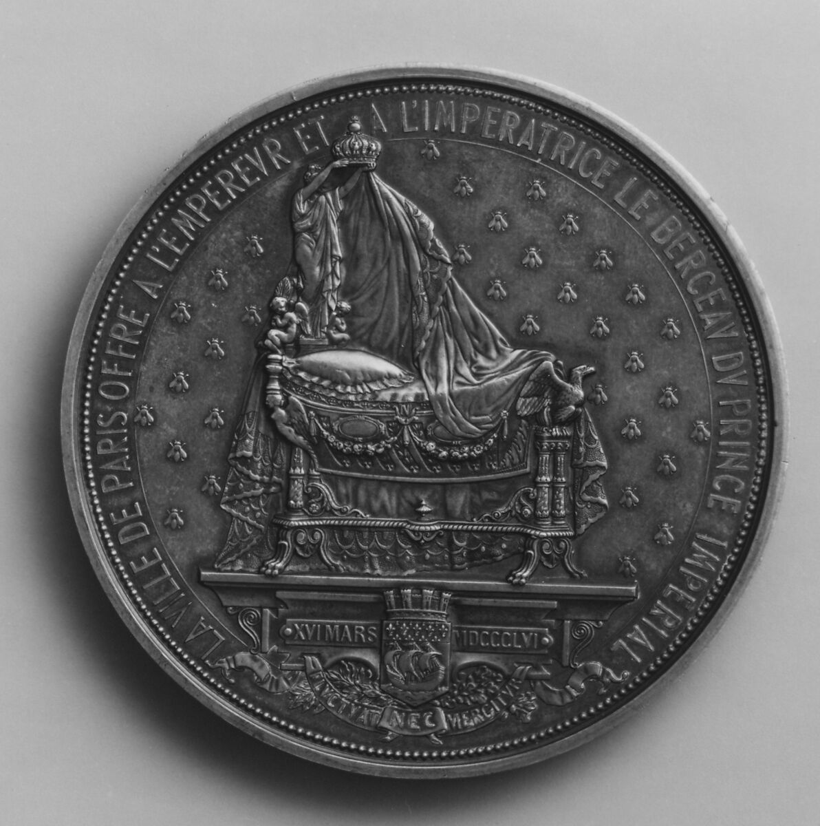 Cradle of the Prince Imperial, Medalist: Pierre-Jules Cavelier (1814–1896), Bronze, struck, French
