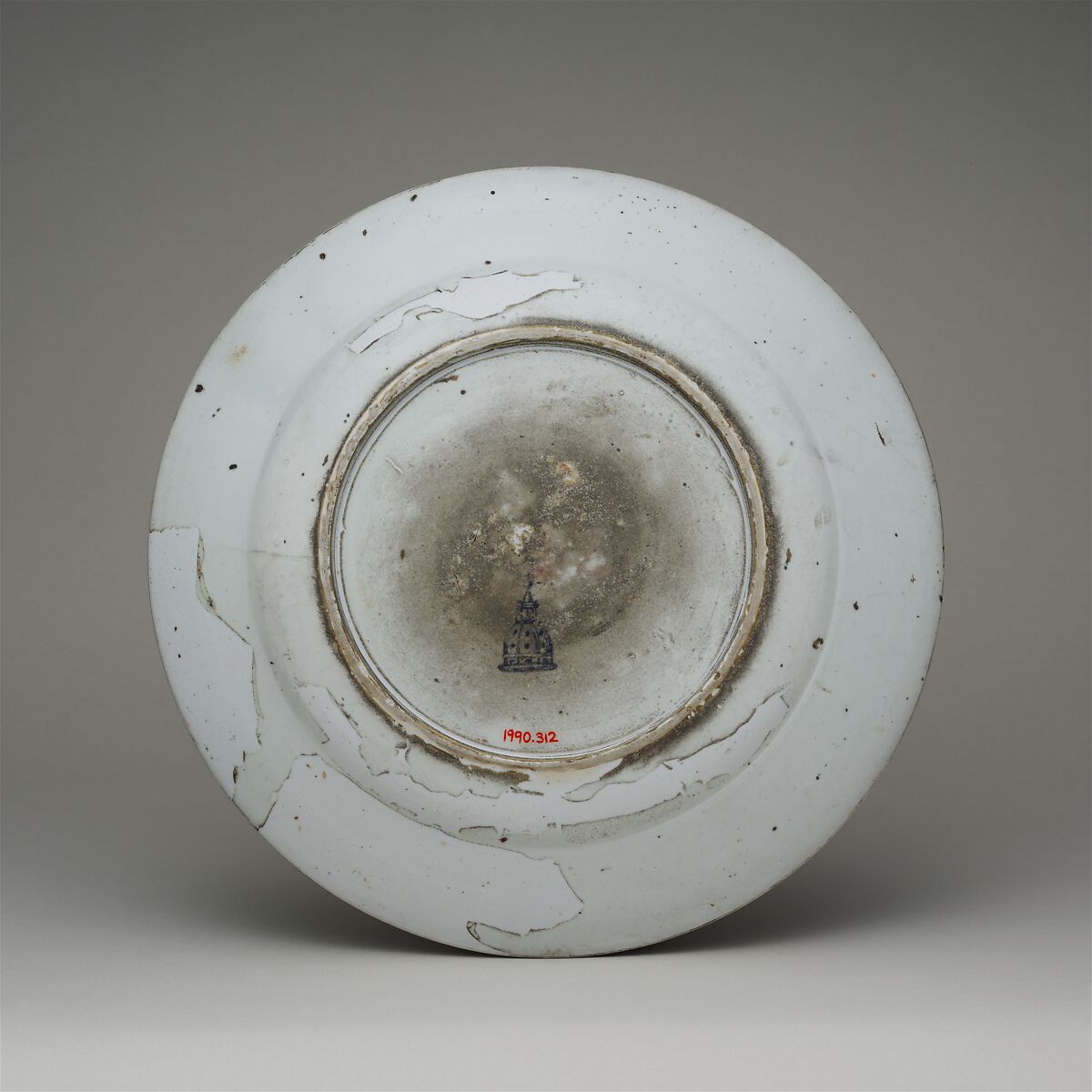 Dish with stenciled decoration, Doccia Porcelain Manufactory (Italian, 1737–1896), Hard-paste porcelain painted with cobalt blue under transparent glaze, Italian, Florence