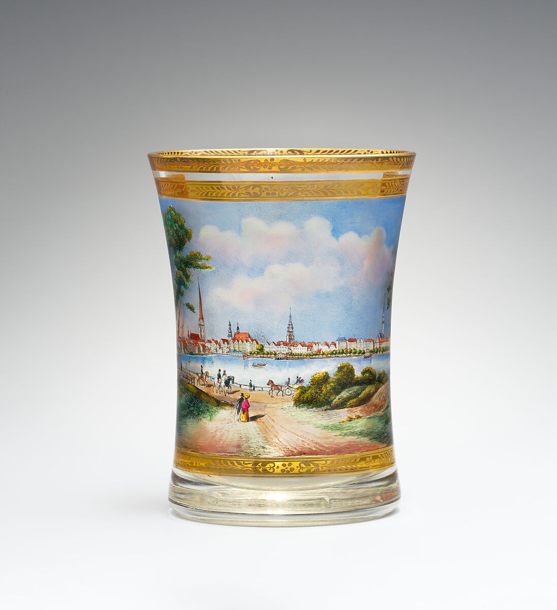 Beaker, Glass, metal, Austrian or Bohemian