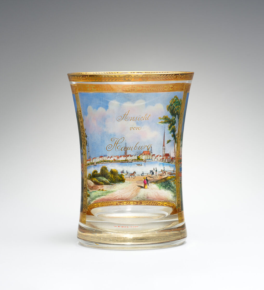 Beaker, Glass, metal, Austrian or Bohemian