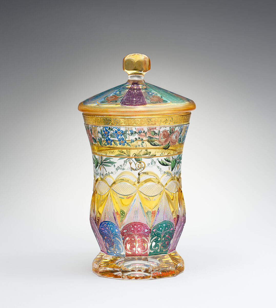 Beaker with cover, Glass, Bohemian