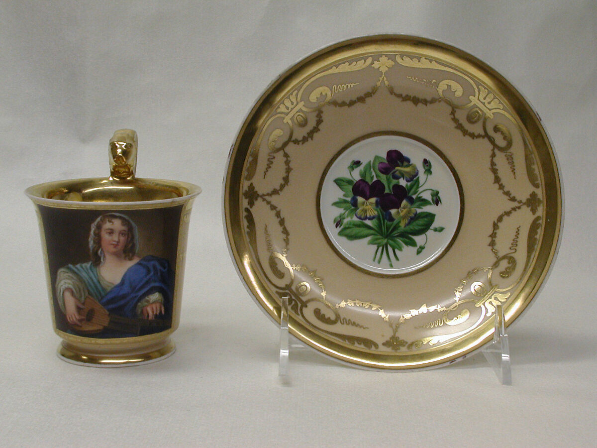 Cup and saucer, Vienna, Hard-paste porcelain, gilt, Austrian, Vienna 