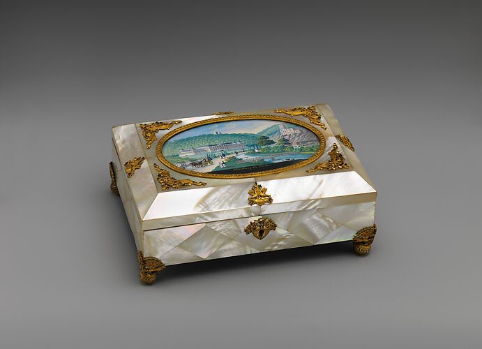 Sewing casket with view of Weilburg near Baden in Austria