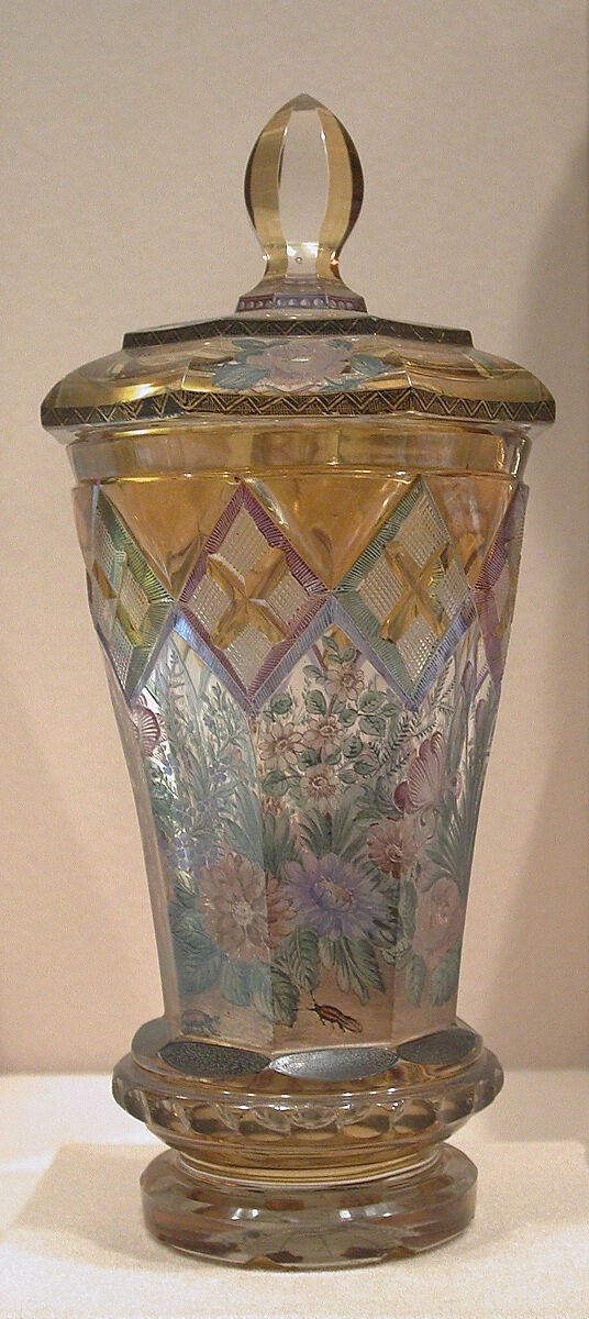 Goblet with cover, Glass, Bohemian 