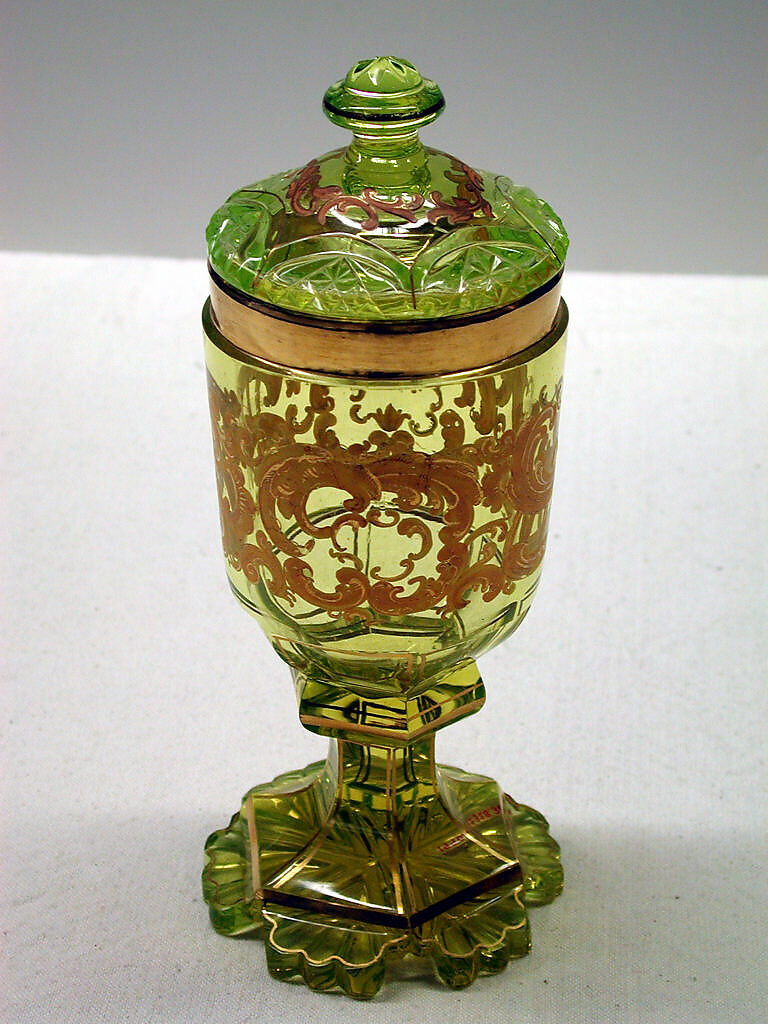 Goblet with cover, Glass, Bohemian 