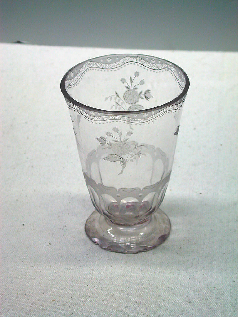 Vase, white clear glass, Bohemian 