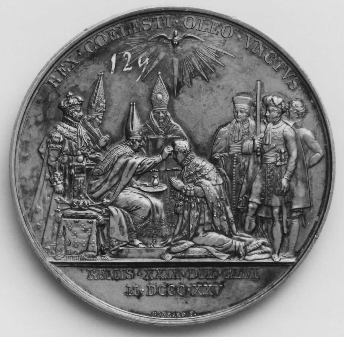 The Anointment of Charles X, Medalist: Raymond Gayrard (French, Rodez 1777–1858 Paris), Bronze, struck, French
