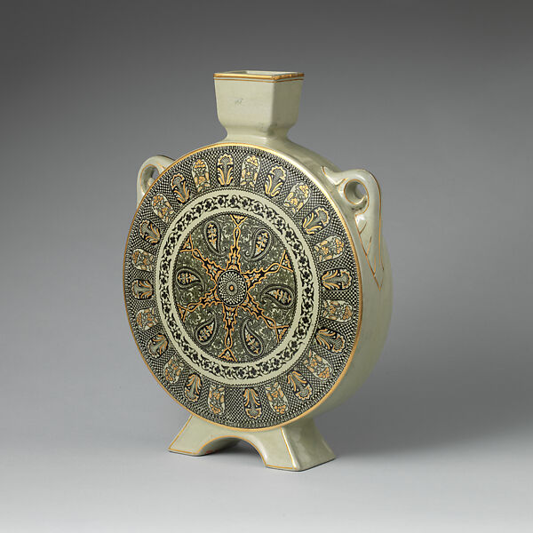 Moon flask, Josiah Wedgwood and Sons (British, Etruria, Staffordshire, 1759–present), Glazed earthenware, British, Staffordshire