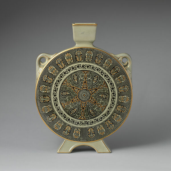 Moon flask, Josiah Wedgwood and Sons (British, Etruria, Staffordshire, 1759–present), Glazed earthenware, British, Staffordshire