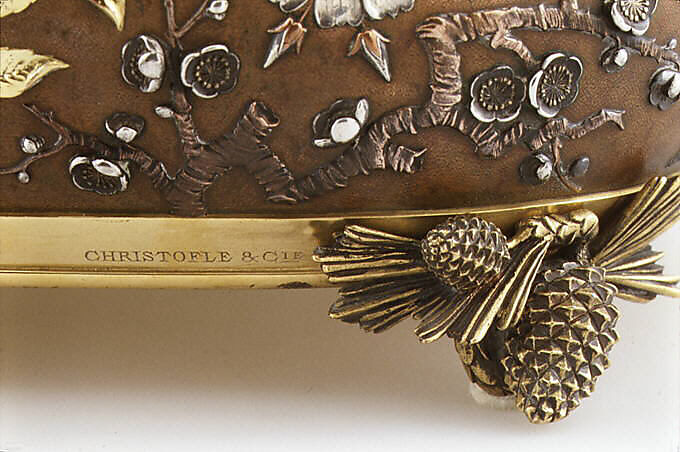 Jardinière, Emile Reiber (1826–1893), Gilt, silvered, and patinated copper and gilt bronze, French, Paris