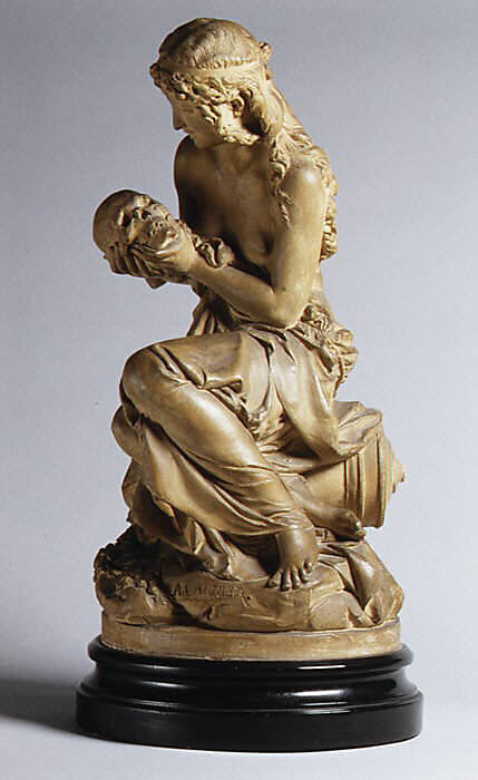 Allegory of War, Albert-Ernest Carrier-Belleuse (French, Anizy-le-Château 1824–1887 Sèvres), Cast terracotta with a coat of brown paint; original turned ebonized socle, French 