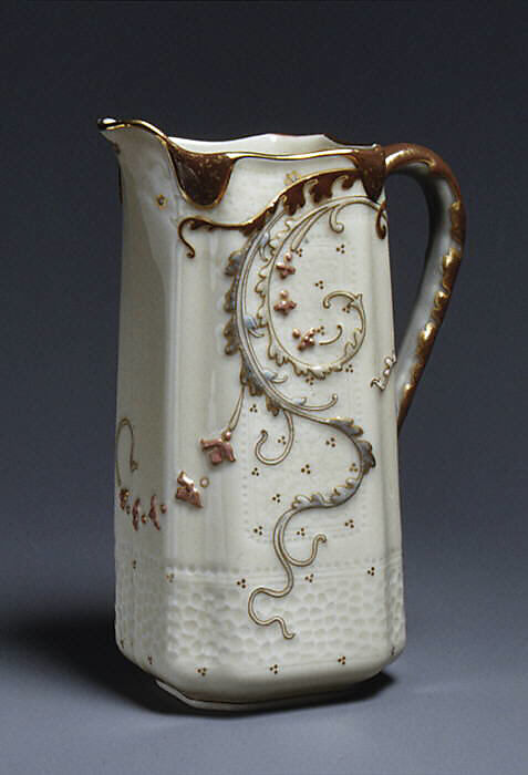 Pitcher, Design attributed to Albert-Louis Dammouse (French, Paris 1848–1926 Sèvres), Hard-paste porcelain, French, Limoges 