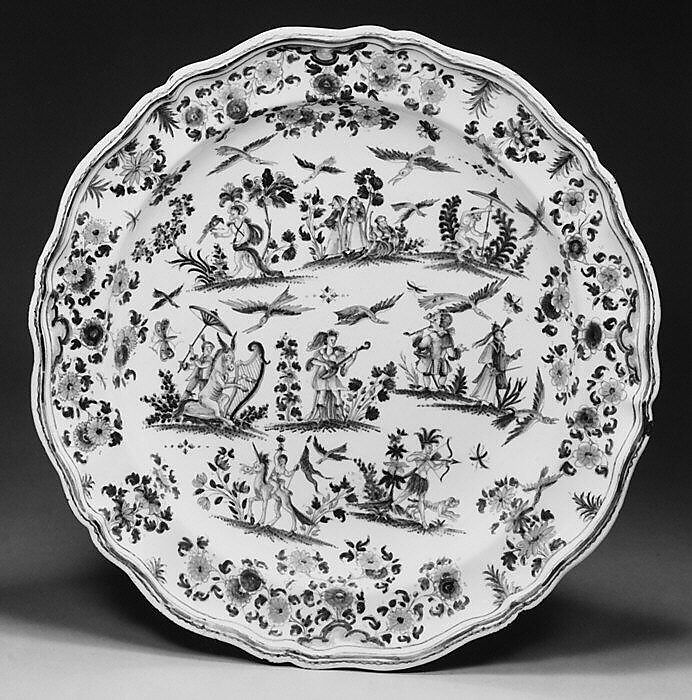Dish, Faience (tin-glazed earthenware), French, Moustiers