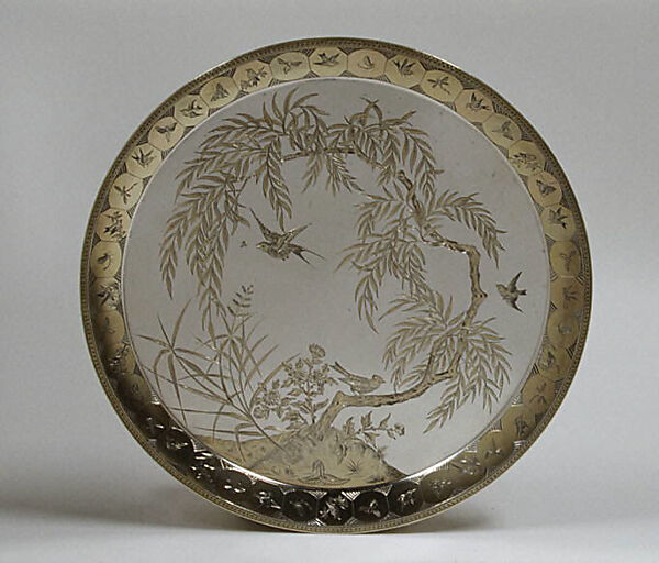 Salver, Frederick Elkington, Silver, parcel gilt, British, Birmingham 