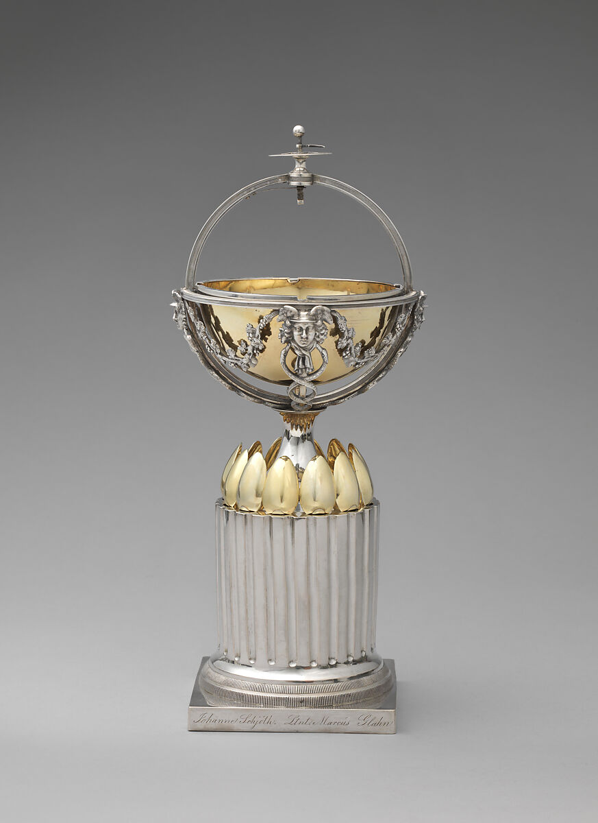 Sugar bowl and spoons, Bendix Gijsen (Danish, 1765–1822), Silver, partly gilt, Danish, Copenhagen