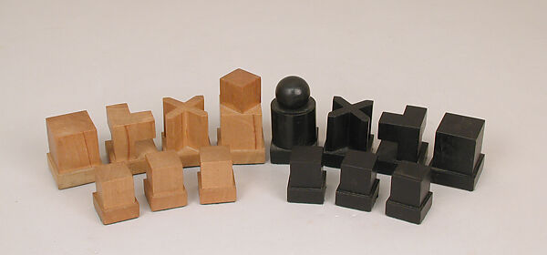 Chess Set, Josef Hartwig (German, Munich 1880–1955 Frankfurt), Linden wood, glass, paper