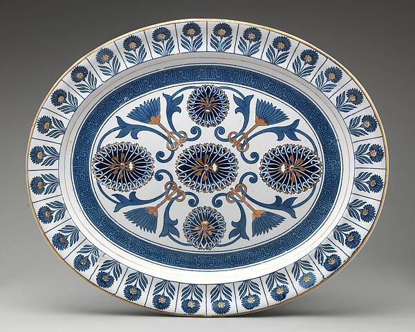 Platter in "Marigold" pattern, Wedgwood and Co., Transfer-printed earthenware, British, Staffordshire 