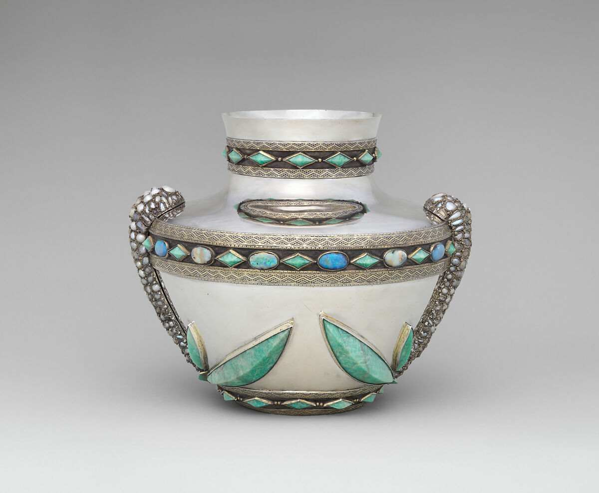 Vase, Tiffany &amp; Co. (1837–present), Silver, silver-gilt, freshwater baroque pearls, amazonite, opals., American