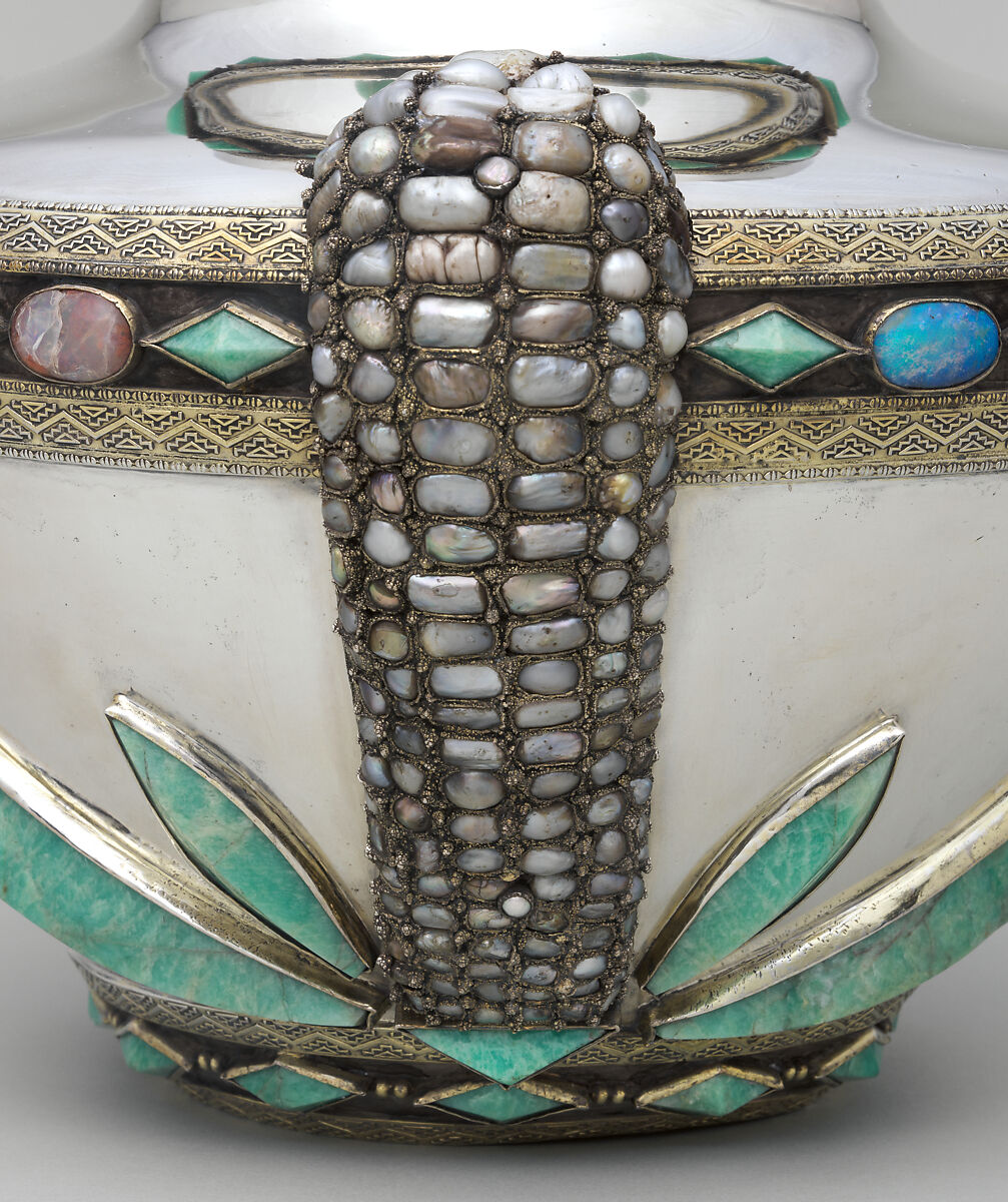 Vase, Tiffany &amp; Co. (1837–present), Silver, silver-gilt, freshwater baroque pearls, amazonite, opals., American