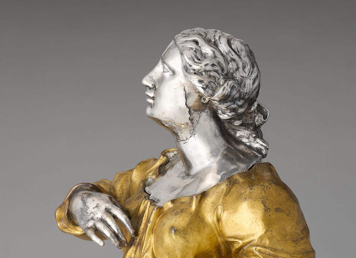 Virgin of the Immaculate Conception, Probably after a model by Lorenzo Vaccaro (Italian, 1653–1706), Bronze, fire-gilt; polychromy, silver, Italian, Naples