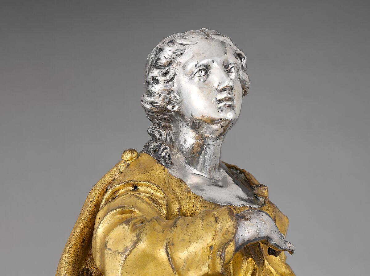 Virgin of the Immaculate Conception, Probably after a model by Lorenzo Vaccaro (Italian, 1653–1706), Bronze, fire-gilt; polychromy, silver, Italian, Naples