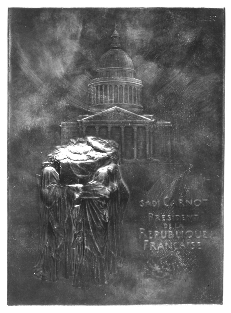 The Death of Sadi Carnot, Medalist: Louis-Oscar Roty (French, Paris 1846–1911 Paris), Bronze, struck, French