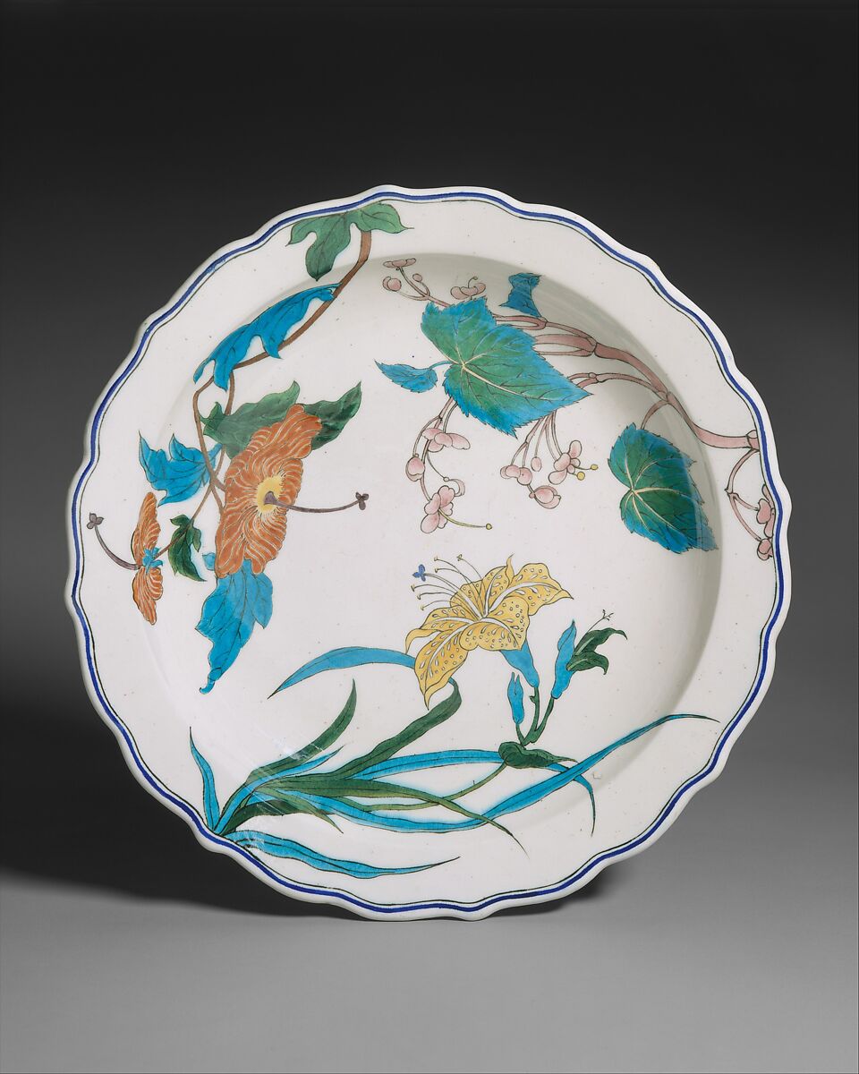 Dish, Joseph-Théodore Deck (French, Guebwiller, Alsace 1823–1891 Paris), Earthenware, French, Paris 