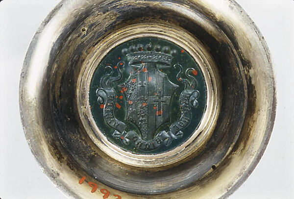 The De Vesci Seal, Sir Alfred Gilbert (British, London 1854–1934 London), Patinated and gilt silver, gold, enamel, turquoise, glass and heliotrope intaglio, British