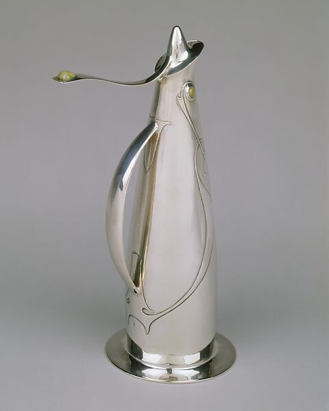 Claret jug, Designed by Archibald Knox (British, 1864–1933), Silver, chrysoprase, British, Birmingham
