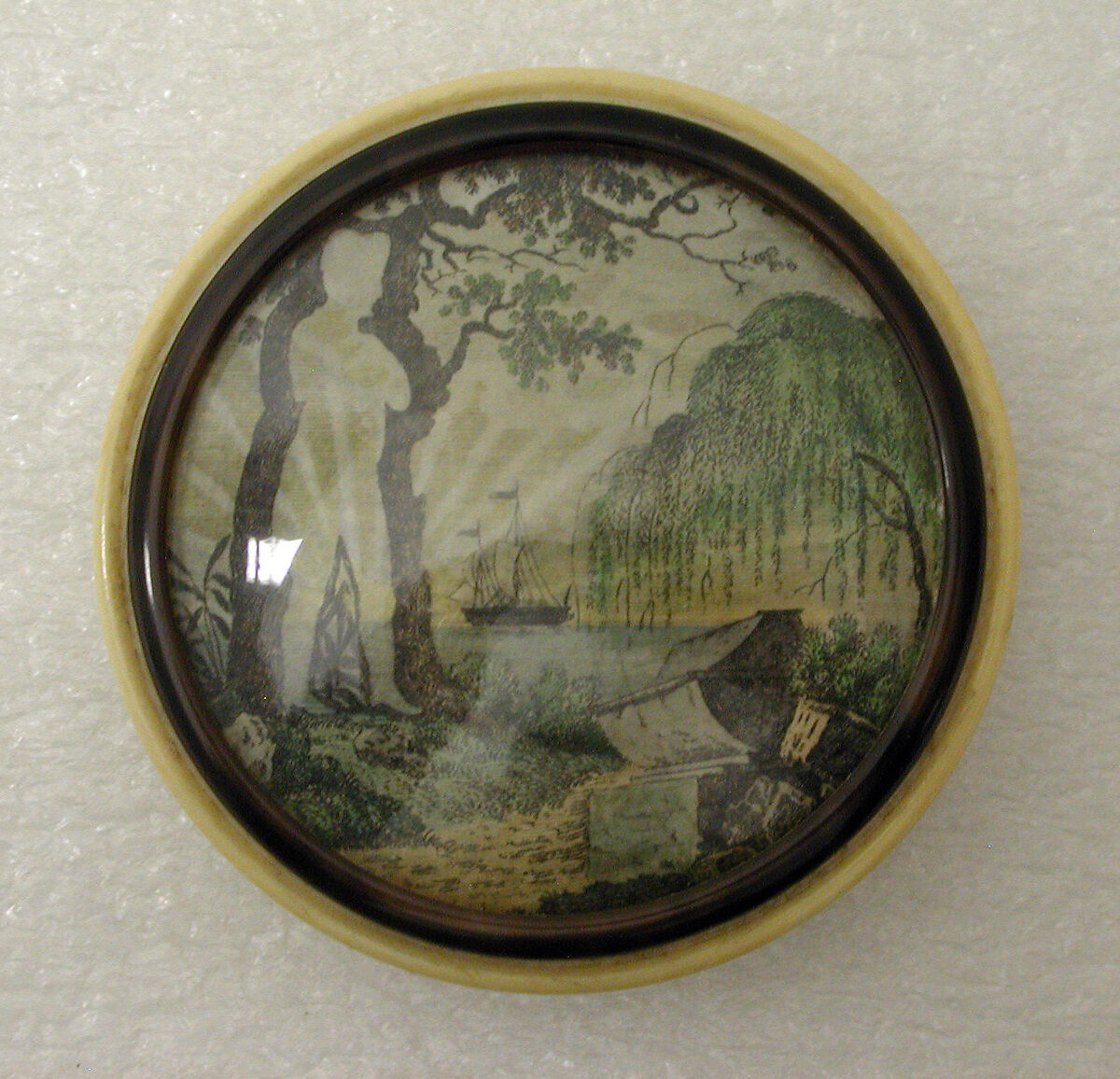 Box, Ivory, tortoiseshell, glass, paper, French, possibly Dieppe